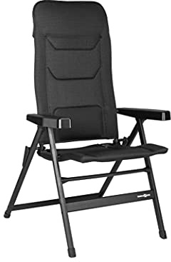 BRUNNER Rebel Pro (S-M-L) Klappstuhl für Camping, Garten, Terrasse aus Aluminium, 5-Fach verstellbar, belastbar bis 150 kg, hohe Rückenlehne, schwarz oder blau