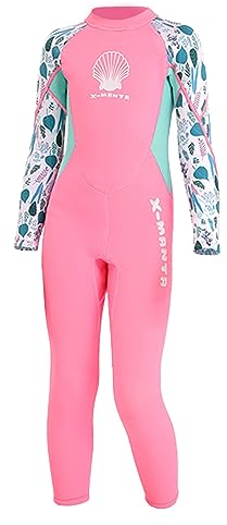 Gogokids Traje de Neopreno para Niñas, Ropa de Natación 2.5mm Neopreno Cálido Traje de Buceo Engrosado Bañador de Una Pieza Manga Larga Protección Solar UV 50+