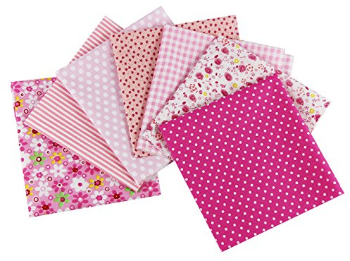 aufodara Baumwollstoff Patchwork DIY Stoffpaket 7 Stück 50 x 50 cm, Reiner Baumwolle Stoff, Stoffe zum Nähen, Quilten Basteln Handwerk Gewebe, vielfältige Mustern Quadrate Baumwolltuch (Pink)