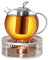 Creano Teekanne aus Glas 1,0l Jumbo + EIN Stövchen aus Edelstahl, 3-teilige Glasteekanne mit integriertem Edelstahl Sieb und Glasdeckel, ideal zur Zubereitung von losen Tees, tropffrei