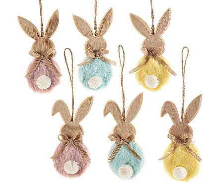 Gruppo Maruccia Decorazioni Pasquali da Appendere in Legno e Peluche Set da 12 addobbi Pasquali per casa e Negozi