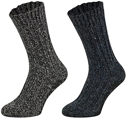 Tobeni 2 Paar Norweger Socken mit ABS aus Schafwolle Damen Herren