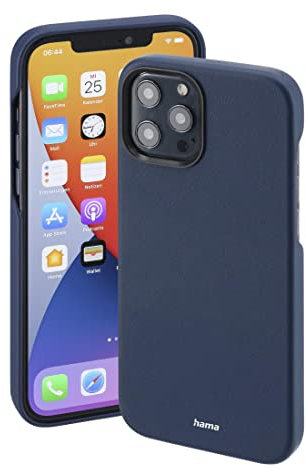 Hama Hülle für Apple iPhone 12 Pro Max kompatibel mit MagSafe (Magnetische Hülle für induktives Laden, Handyhülle schützt vor Stößen, Kratzern und Schmutz, Elegantes Case aus Kunstleder) blau