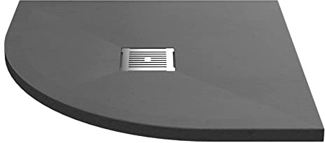 nuie NLT71105 Modern Bathroom Slimline Quadrant Shower Tray - Grill Not Included, 800mm x 800mm, Slate Grey