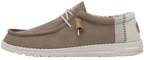 Hey Dude Wally Break Stitch - Mocasines para hombre, talla 42, zapatos sin cordones, cómodos y ligeros, color arcilla