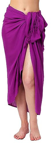 Ciffre Pareo Sarong Tuch Damen Herren - Wickelrock Strand - Strandtuch Blickdicht als Wickeltuch oder Handtuchkleid und Wickelkleid Unisex Frauen und Männer - mit Schnalle einfarbig Lila Töne