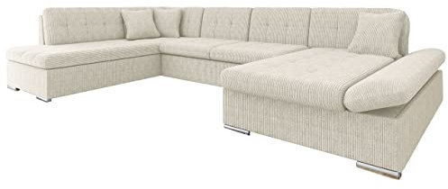 Mirjan24 Ecksofa Bergen Cord Design Eckcouch mit Schlaffunktion und Bettkasten, Regulierbare Armlehnen, U-Form Sofa vom Hersteller, Wohnlandschaft (Poso 100, Seite: Rechts)