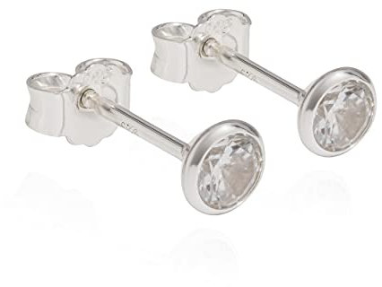 NKlaus Paar 925 Silber Ohrstecker Ohrringe Ohrhänger Cubic Zirkonia Weiß 4,5mm 8853
