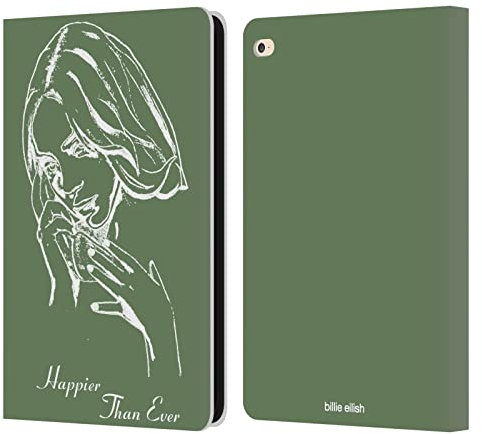 Head Case Designs Licenciado Oficialmente Billie Eilish Álbum: Stencil Green Más Feliz Que Nunca Carcasa de Cuero Tipo Libro Compatible con Apple iPad Air 2 (2014)