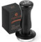 MEION Espresso Tamper 49mm Coffee Tamper, Calibrated Dual Spring Loaded Barista Tamper with Stainless Steel Base, Comes with aluminum storage pad (49MM, Black)