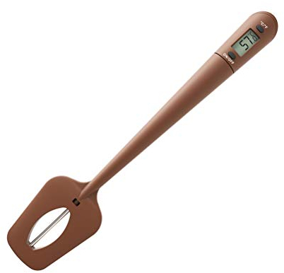 Digital Candy Spatula Thermometer, Read Meat and Candy Thermometer Temperature Reader Stirrer in One Baking and Mixing Tools (Chocolate)