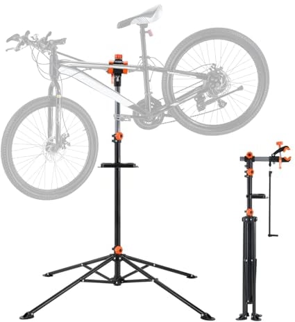 VEVOR Cavalletto da Officina Pieghevole per Biciclette Portata max.36,3 kg, Cavalletto Riparazione Biciclette Altezza Regolabile, Cavalletto per Bicicletta Morsetto Girevole 360°, Cavalletto per Bici
