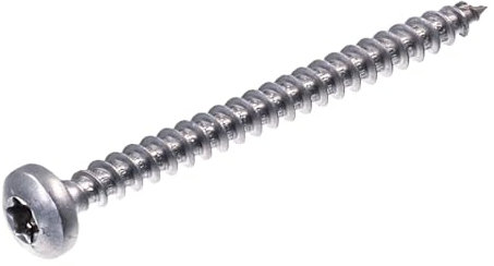 SECCARO Lot de 100 vis à bois à tête bombée 6 x 70 mm en acier inoxydable V2A VA A2 avec filetage complet, TX/six pans creux