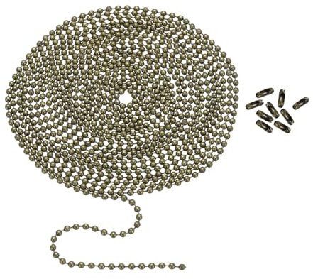 PATIKIL 120 Inch Ball Chain, 2.4mm Ball Chain Bead with 18 Pcs Matching Connector Clasp for Necklace Hanging, Tag Rings, DIY Crafts, Bronze