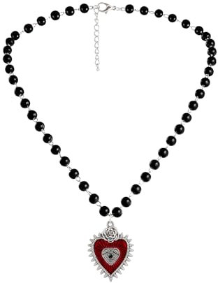 Manfnee Evil Eye Red Neckalce, Herz Halskette, Gothic Y2k Halsketten, Emo Halskette, Halloween Halskette
