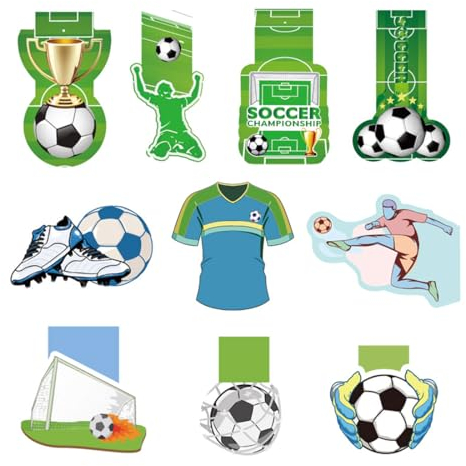 Lesezeichen Magnetisch Fussball, 10 Stück Magnetische Lesezeichen Fußball Kinder Set, Magnetische Bookmark Set, Fussball Mitbringsel für Jungen Schule Einschulung Freund Fußballfans Buchliebhaber