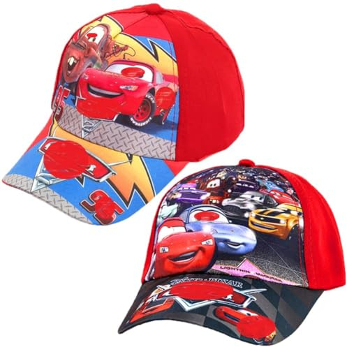 Mccqueen Baseball Cap, 2PCS Mccqueen Auto Baseballcap Baseballmützen Sonnenhut Sonnenschutz Kappe Cartoon Baseball Kappe Kinder Caps Baseballkappe für Kinder Junge Mädchen 2-8 Jahre,