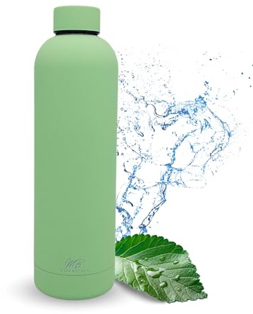 MB Essentials Trinkflasche Edelstahl 750ml, Kohlensäure geeignet, Thermosflasche, Trinkflasche Sport, Rutschfeste Beschichtung, Auslaufsicher, warme und kalte Getränke (Grün)
