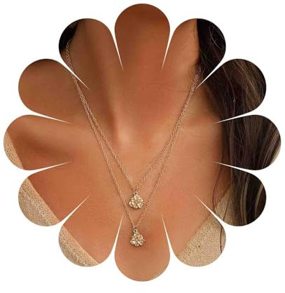 Dervivea Collier Fleur Boho Choker Collier Pendentif Fleur Or Camélia Collier Chokerc Collier Fleur Rose Collier Double Couche Or Bijoux Pour Femmes Et Filles