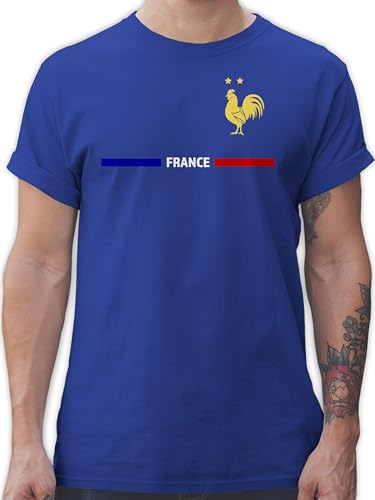 T-Shirt Herren - Fußball EM WM - Frankreich Trikot Wappen | France mit Stolz | Französisches Fan-Motiv - L - Royalblau - Fussball Euro Tshirt Europameisterschaft französisch Funshirt 2024