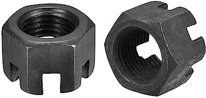 QUARKZMAN M16x1.5mm Tuerca Ranurada Hexagonal, Tuerca Hexagonal de Acero al Carbono Grado 4.8, Negra, 8 Piezas