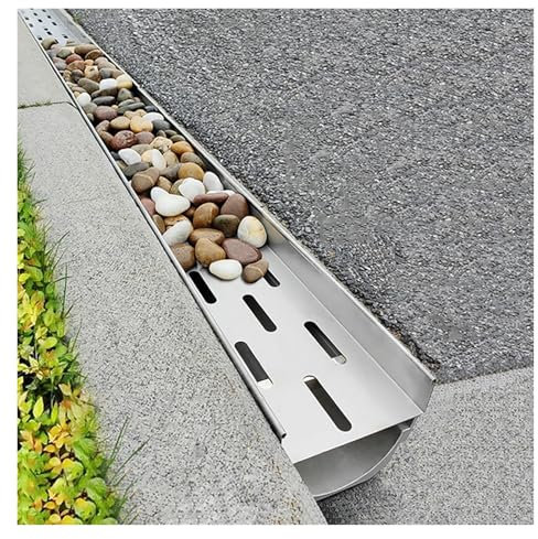 YLLFFLL Canaleta de Drenaje Drenaje De Zanja para Patio/Camino De Entrada/Piscina/Patio, Bajo Tierra De Alta Resistencia Kit De Drenaje De Canal con Rejilla De Acero Inoxidable(100x15x15cm)