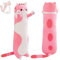 Sausudols Peluche Coussin Long Chat 50 cm - Peluche Chat Coussin Doux - Jouet en Peluche Cadeau pour Anniversaire, Noël et Saint-Valentin - Rose