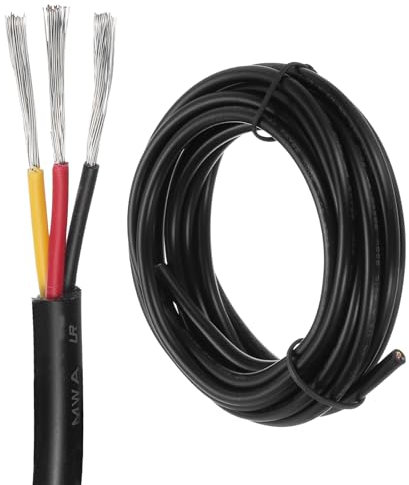 DMiotech 22 Gauge Wire Electrical Wire 3 Conductor, 22 AWG Extension Cable Cord 10 Ft/3 m UL2464 300V Stranded Tinned Copper Wire for LED Lighting Automotive