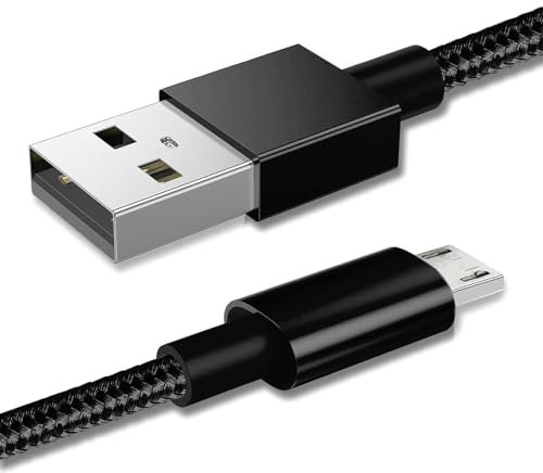 World biz Micro USB Cable, 2M Micro USB Android 3.1A Fast Charger Cable Nylon Braided USB Micro Cord Compatible for Samsung S7/S6,Kindle Fire,Tablets,PS 4 Controller, Android Devices (Black)