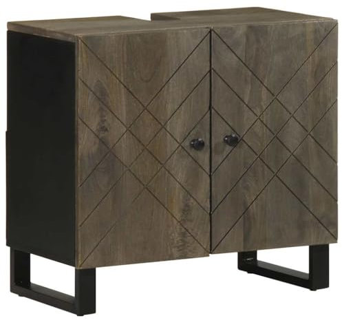 vidaXL Mobile Lavabo Nero 62x33x58 cm Legno Massello di Mango