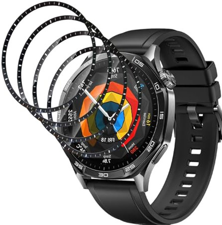 Jewloofa Protector de Pantalla Compatible con Huawei Watch GT 5 46mm Cristal Templado [4 Piezas], 9H Dureza, Vidrio Templado para Huawei Watch GT 5 46mm
