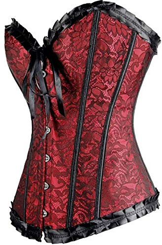 Damen Sexy Korsett Lila|Gothic Corsage Frauen Große Größen Rot - Corset Unterbrust Korset Schnürkorsett Top Einfarbig Burlesque Schnüren Bustier für FaschingsKostüme und Karneval Kostüm
