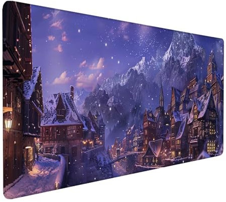 Alfombrilla Ratón XXL 800x400x3mm, Gaming Alfombrilla Ratón MontañA, Alfombrilla Escritorio con Base de Goma Antideslizante, Alfombrilla Teclado y Raton, Pc Gaming Accesorios, Regalos, Morado B-4-4