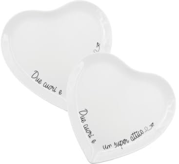 LA PORCELLANA BIANCA - Gli Onesti - Juego de 2 platos con forma de corazón, 17 cm de diámetro, de porcelana
