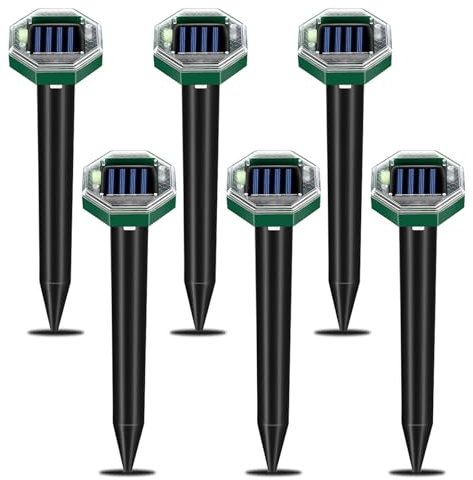 Maulwurfvertreiber, solarbetrieben, 6 Stück, gegen Schlangen, Maulwürfe, Schlangen, Wühlmäuse, Gophers, Katzen, Hunde und andere Tiere