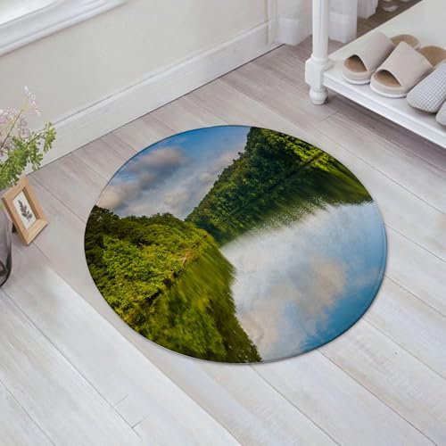 FSDGY Badvorleger Fußmatte Flauschig Teppich Badezimmerteppich Duschmatte für Bade & Wohnzimmer Schlafzimmer,Abendliche Reflexionen am Lake Oolenoy, Table Rock State Park, South Carolina.,60x60 cm