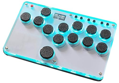 Pesderty Commande de D'Arcade Slim Finger Joystick Full Button avec Fonction Lumineuse, Affichée Comme un Contrôleur de en Acrylique pour Jeux D'Arcade Préférés.