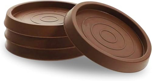 4 PCS Carpet Protector Cups, Furniture Coasters 2.5in Round Non-Slip Caster Cups Rubber Furniture Pads Chair Feet Leg Floor protectors for Cabinet Sofa Bed (Brown)