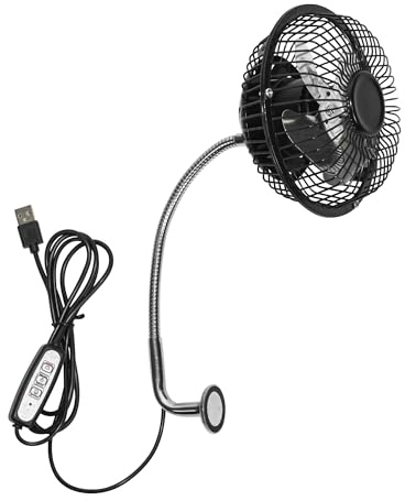 FSLiving Magnetisch ventilator grow, Grow Ventilator Oszillierend Klemmbar mini fan für Growzelt mit oszillierender Funktion & Flexibler Schwanenhals,4 Lüfterblätter