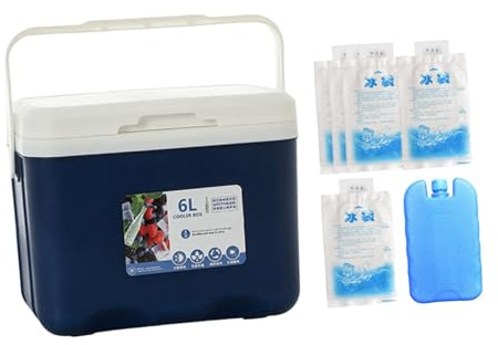 perfk Kühlbox, Camping-Kühlbox, 6L mit Tragegriff mit Eisbeutel Kühltasche für Grillen Boot Camping Wandern Muttermilch, Blau