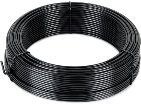 Flandria Spanndraht, 2,2 mm x 50 m, PVC-beschichtet, Schwarz, zur Befestigung, Reparatur von Zaun, Maschendraht
