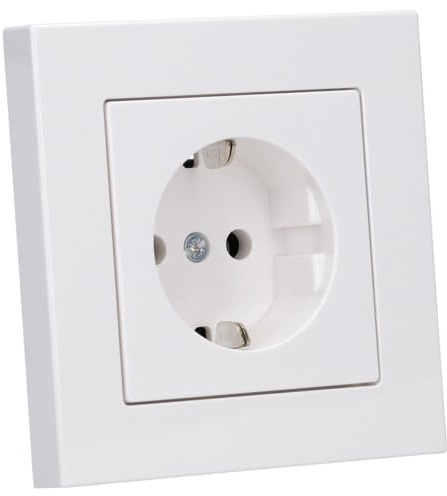 JUNG Serie A SCHUKO Steckdose Set Alpinweiß | mit A1520WW SCHUKO Steckdose, A5581BFWW Rahmen 1-fach