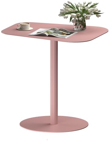 SANODESK Steel Side Table, Sturdy and Space-Saving Design, 50×38×65cm Modern Style Bedside Desk, Sofa End Desk, Small Coffee Table for Living Room or Bedroom, 4 Colors Available(Pink)