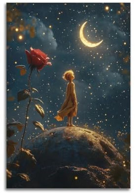 ETRVBDUB Poster, Motiv: Der kleine Prinz unter den Sternen, dekoratives Gemälde, Leinwand, Wandposter und Kunstdruck, moderne Familienschlafzimmer-Dekoration, Poster, 20 x 30 cm