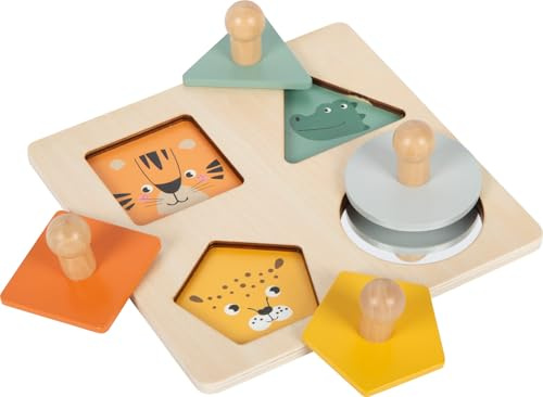 small foot Montessori Puzzle ad incastro con forme e motivi, robusto puzzle in legno FSC® 100% certificato, per bambini dai 12 mesi, 12769