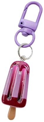 LLLmhuaa Schöner Cartoon-Eiscreme-Schlüsselanhänger, stabile Harzringe für Taschen, Charm-Zubehör für Freunde, Kindergeburtstage