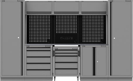 Sealey Superline PRO® Black Edition Modular Storage System Combo - Stainless Steel Worktop - APMSBESTACK01SS