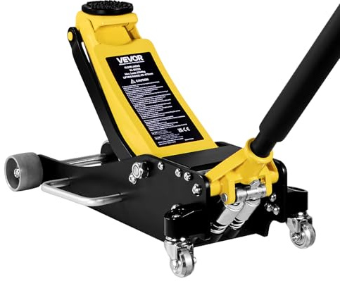 VEVOR Cric Hydraulique à Profil Bas Capacité 2,5 T, Cric Rouleur en Aluminium et Acier, Plage de Levage 9,5-47,5 cm, avec Pompe de Levage Rapide à Double Piston, pour Lever SUV, Entretien Auto