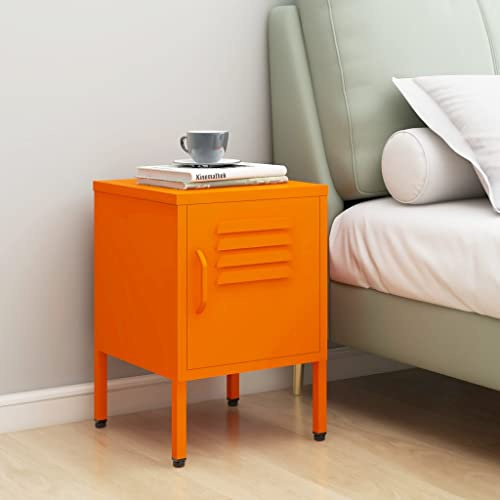 Frdhee Kleiner Schrank Bett Kommode,Nachttisch Orange 35x35x51 cm Stahl,Eckschrank für Schlafzimmer Wohnzimmer