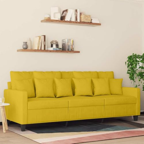 Yisssmeng Dreisitzer Samtsofa Gelb 198 x 77 x 80 cm Modernes Design mit Robustem Metallgestell, Bequemer Schaumstoffpolsterung & Großer Sitzfläche für Wohnzimmer Büro Schlafzimmer
